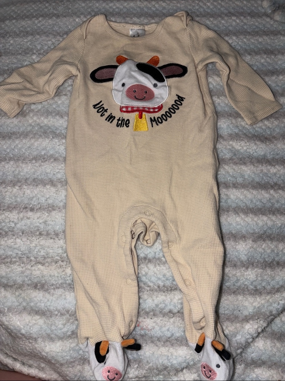 Baby Cream Cow Appliqué One-Piece Romper
